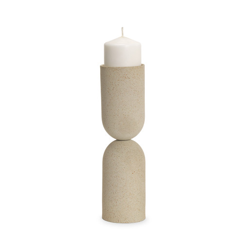13" Beige Metal Abstract Tabletop Candle Holder - 880024765235