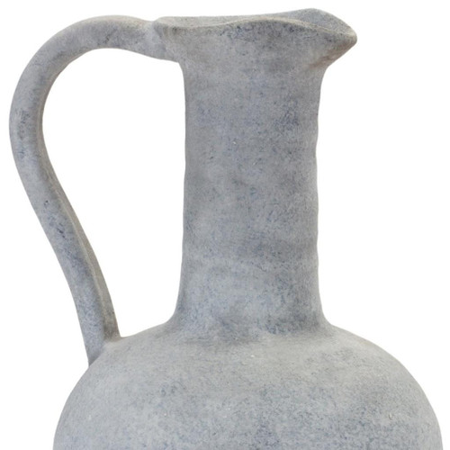 12" Gray Resin Round Pitcher Vase - 880016427189