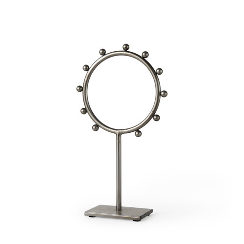 13" Gray Metal Circle Tabletop Sculpture - 880024883625