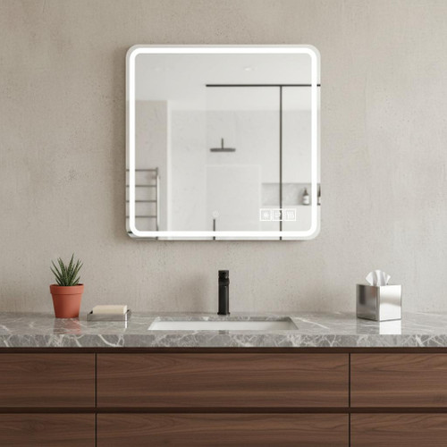 36" Square Lighted Frameless Bathroom Vanity Mirror - 880024928876