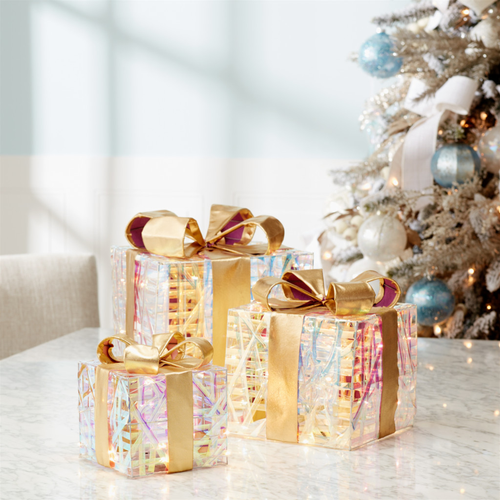 Set of Three Clear Decorative Boxes With LED - 880024751481