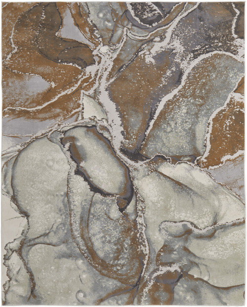 9' x 12' Gray and Brown Marble Power Loom Area Rug - 606114915416