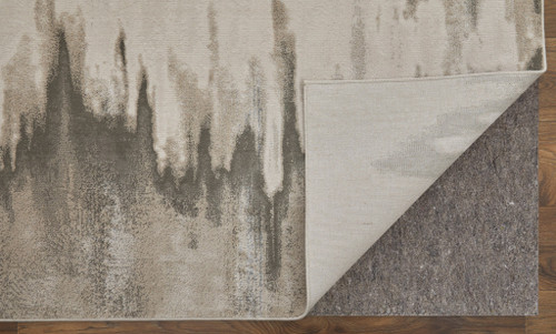 12' X 15' Gray Ivory and Taupe Abstract Power Loom Area Rug - 608219338367