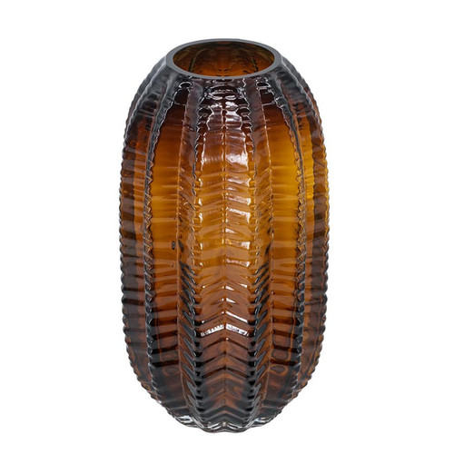 11" Burnt Umber Glass Textured Round Table Vase - 880024668048