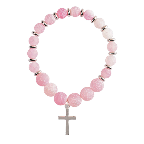 Bracelet Woman Of God Pink W/Cross - 603799687423