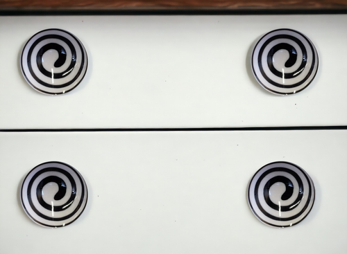 Set of Eight Black And White Ceramic And Metal Drawer Pull Knobs - 608219151683