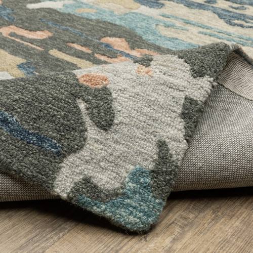 8' X 10' Gray And Blue Wool Abstract Hand Tufted Area Rug - 608219246631