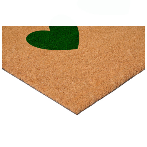 24" X 36" Brown And Green Three Hearts Outdoor Coir Door Mat - 880016470376