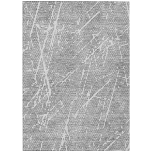 8' X 10' Gray Ivory And Silver Abstract Washable Indoor Outdoor Area Rug - 608219120573