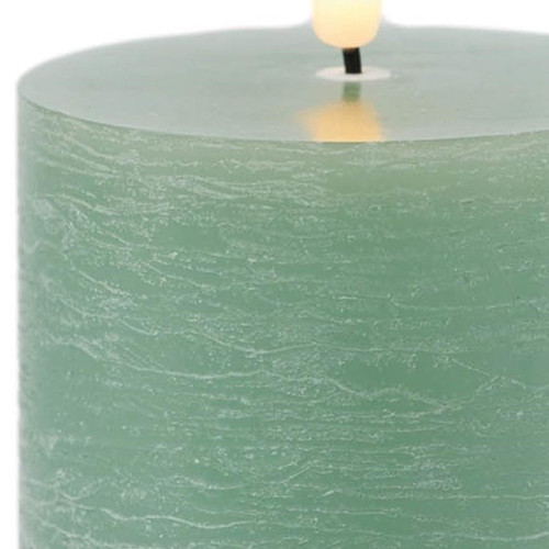Set of Two Green Unscented Candle Flameless Pillar Candles - 880024588278