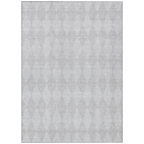 10' X 14' Pewter And Silver Geometric Washable Indoor Outdoor Area Rug