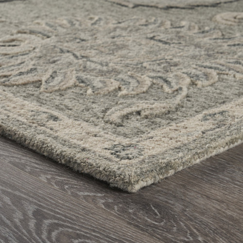 2' X 3' Gray And Blue Wool Floral Hand Tufted Area Rug - 880024917368