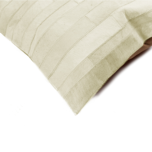 12" X 20" Off White Patchwork Cowhide Lumbar Throw Pillow - 608219247805