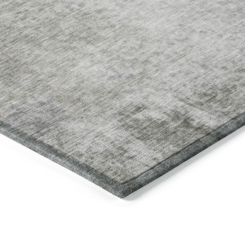 8' Round Gray and Off White Round Abstract Washable Non Skid Indoor Outdoor Area Rug - 608219273347
