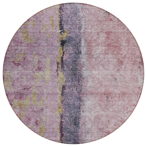 8' Blush Pink And Purple Round Abstract Washable Indoor Outdoor Area Rug - 606114963752