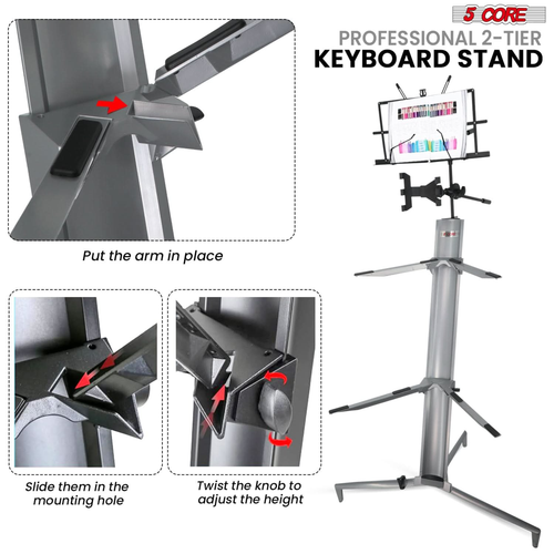 Keyboard Stand Z Style Sturdy Adjustable Electric Piano Riser Holder + Wheels - 810144132013