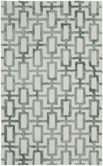 10' X 13' Ivory And Green Wool Geometric Tufted Handmade Area Rug - 606114105374