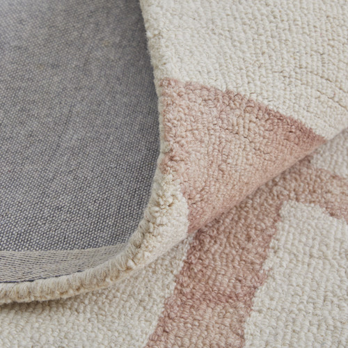 9' X 13' Ivory Pink and Tan Wool Geometric Hand Tufted Area Rug - 608219317249