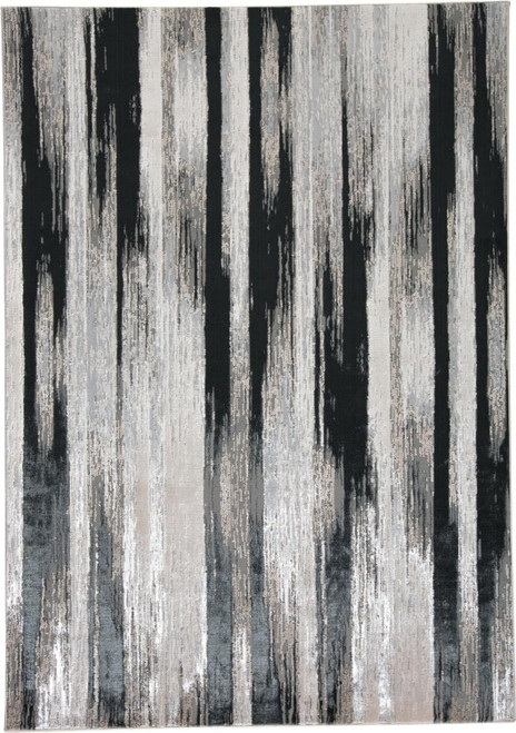 12' X 15' Black Silver and Gray Abstract Power Loom Area Rug