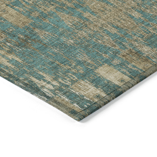 10' X 14' Teal Blue Taupe And Beige Moroccan Washable Indoor Outdoor Area Rug - 608219127077