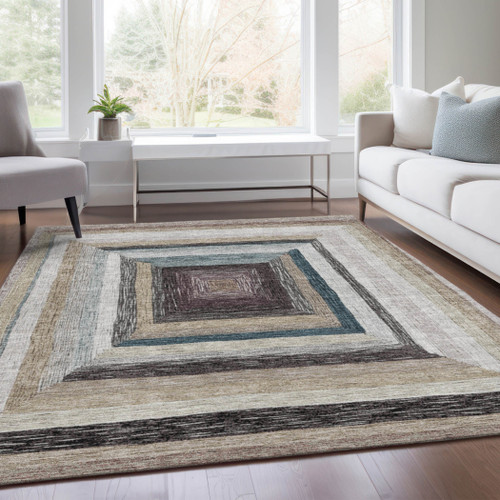 Geometric Washable Indoor Outdoor Area Rug
