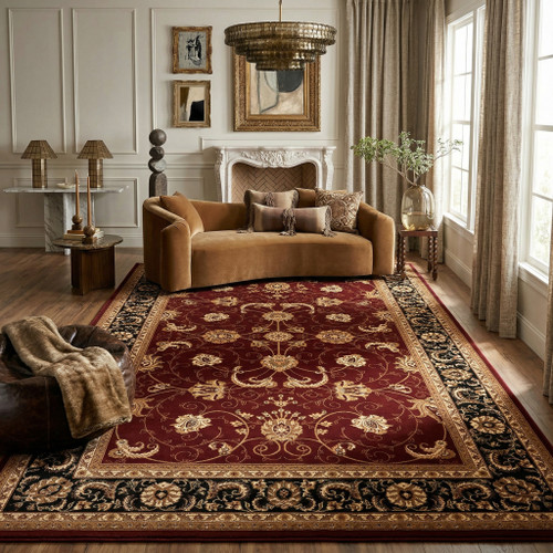 10' X 13' Red and Beige Oriental Distressed Area Rug - 606114969327