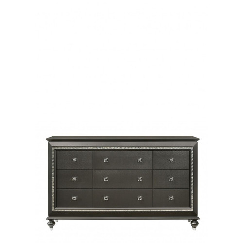 66" Metallic Gray Solid Manufactured Wood Nine Drawer Triple Dresser - 606114153269