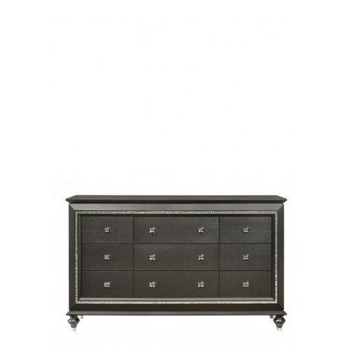 66" Gray Solid and Manufactured Wood Nine Drawer Triple Dresser