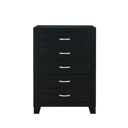 49" Black Wood Five Drawer Dresser - 880016493771