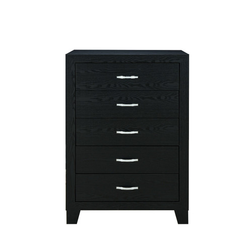 32" Black Wood Five Drawer Dresser