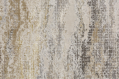 9' X 12' Gold Gray And Ivory Abstract Area Rug - 606114121725