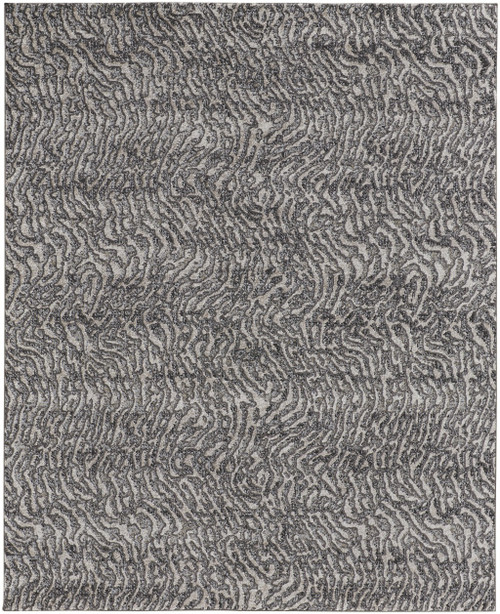 9' X 12' Gray and Ivory Abstract Power Loom Area Rug