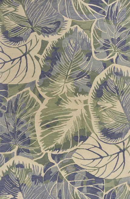 Homeroots Home Decor 5'x8' Caladium Indoor Area Rug, Blue Green, Hand Tufted