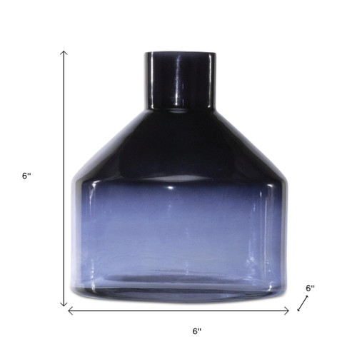 6" Blue Ombre Glass Round Table Vase - 880024880235