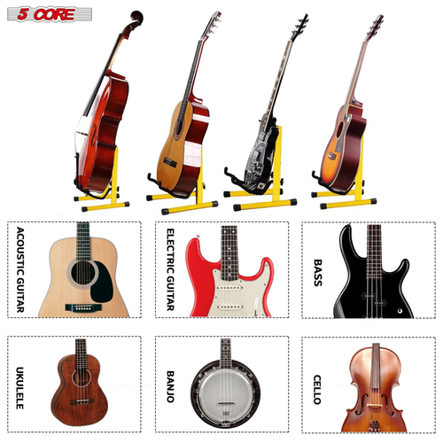 Guitar Stand A Frame Shape w Soft Foam Arm Non Slip Rubber for Acoustic Electric Bass Ukulele - 810144136233