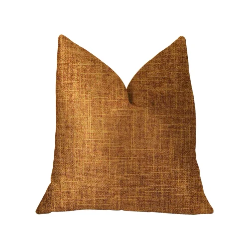 Plutus Marmalade Brown and Gold Luxury Throw Pillow - 663701003413