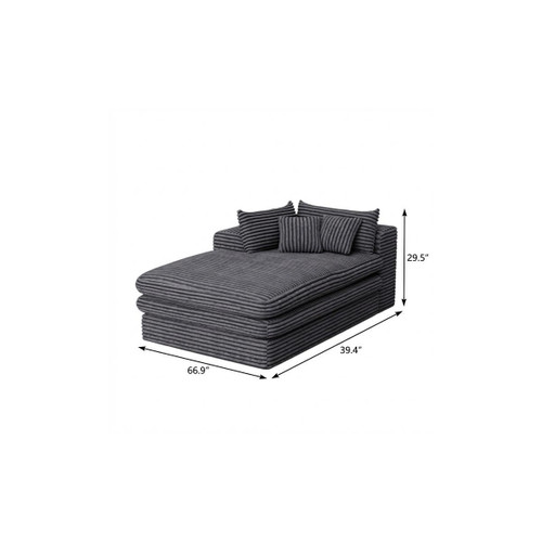 67" Gray Corduroy Left Hand Facing Chaise Lounge Chair - 880016594898