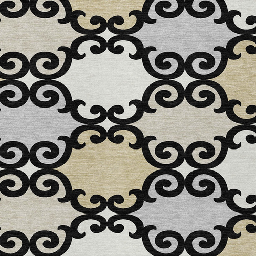 8' X 10' Black Gray And Ivory Trellis Washable Indoor Outdoor Area Rug - 608219237714