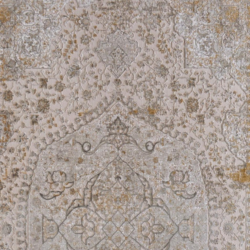 2' X 3' Ivory Gray And Gold Oriental Area Rug With Fringe - 880016828610