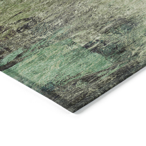 9' X 12' Beige Green And Artichoke Green Abstract Washable Indoor Outdoor Area Rug - 608219030193