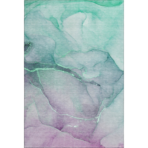3' X 5' Fern Green And Ivory Abstract Washable Area Rug With UV Protection - 880024773407