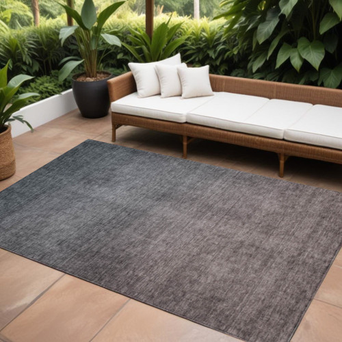9' X 12' Gray Charcoal And Brown Ombre Washable Indoor Outdoor Area Rug - 608219369125