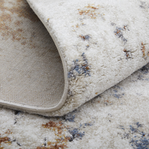 10' X 14' Ivory Blue and Brown Abstract Power Loom Area Rug - 608219041007