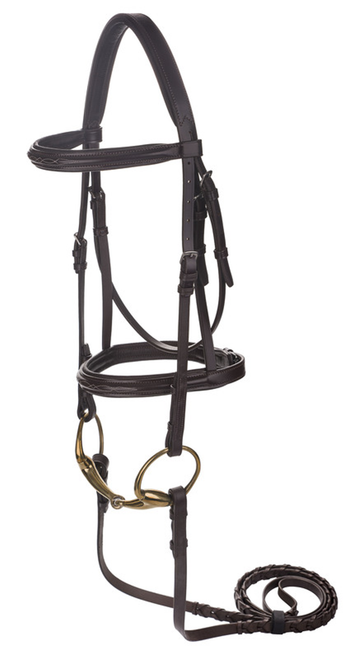 Henri de Rivel Advantage Mono-Crown Padded Bridle - Havana - Oversize - 849913097796