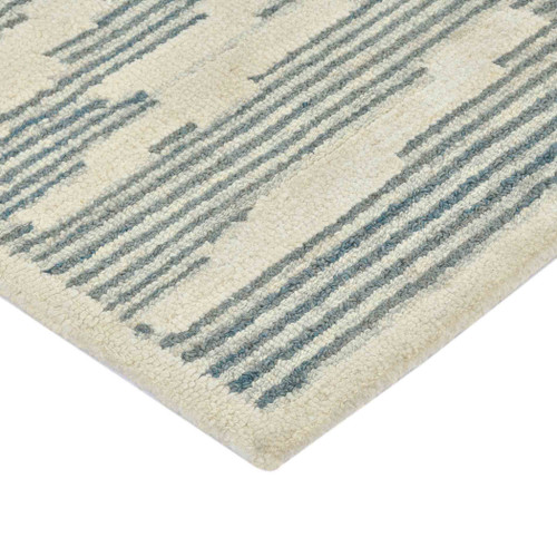 9' X 13' Gray And Ivory Wool Abstract Hand Hooked Area Rug - 880016829853
