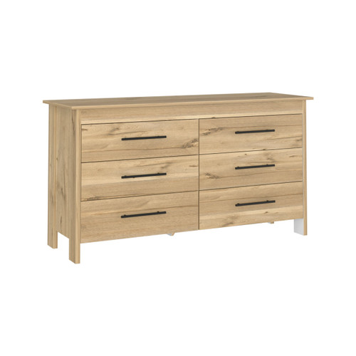 59" Natural Wood Six Drawer Double Dresser
