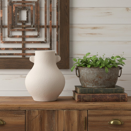 10" Beige Recycled Paper Round Urn - 880024745343