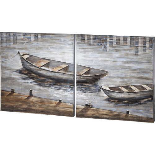 Set Of Two Creekside Diptych Hand Painted Unframed Wall Art - 880024526560
