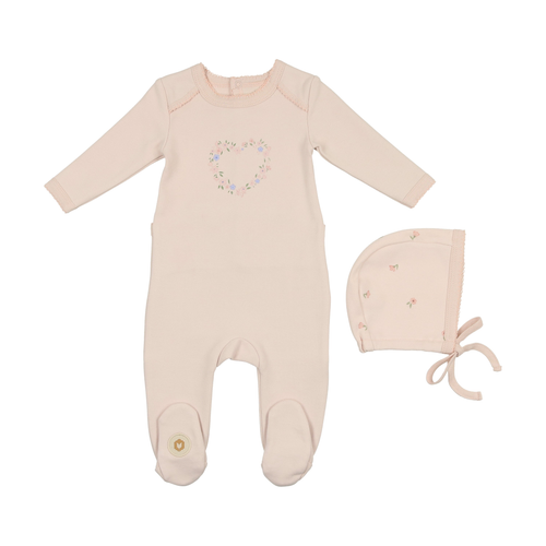 Floral Heart Footie & Hat Set - 738019500944