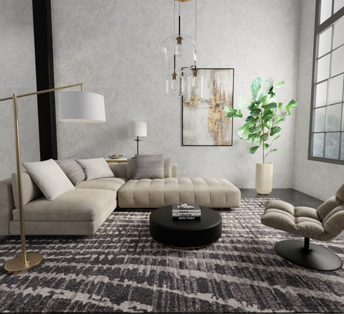 9' X 12' Black Gray And Ivory Abstract Area Rug - 880016819779